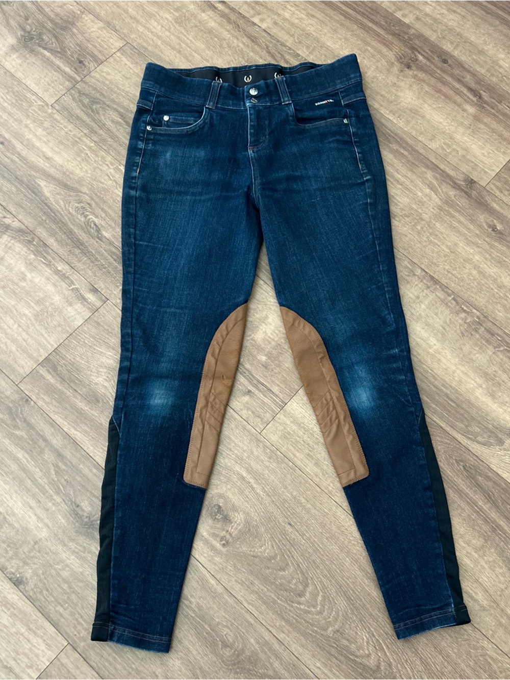 Kerrits Stretch Denim Knee Patch Riding Breeches Dark Wash Equestrian